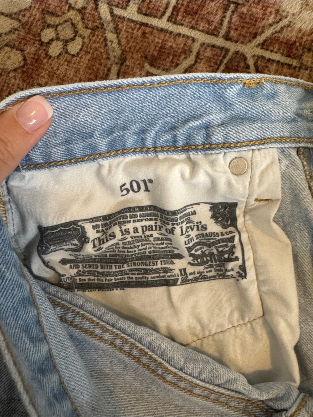 Levi's Light Blue Distressed Denim Cutoff Shorts - Picture 3 of 4